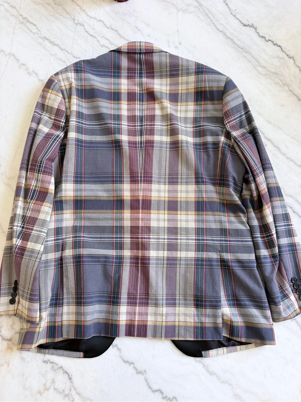 J. Crew Ludlow Multicolor Plaid Blazer with Black Satin Lapel